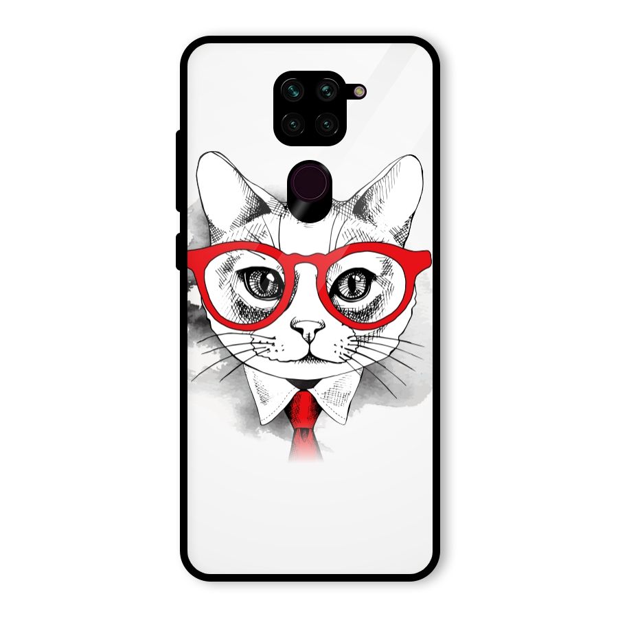 Business Cat Glass Back Case for Redmi Note 9