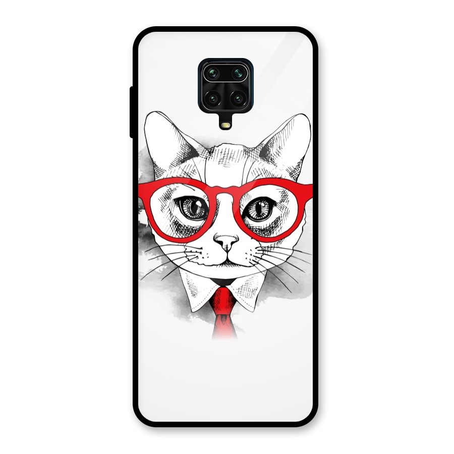 Business Cat Glass Back Case for Redmi Note 9 Pro Max