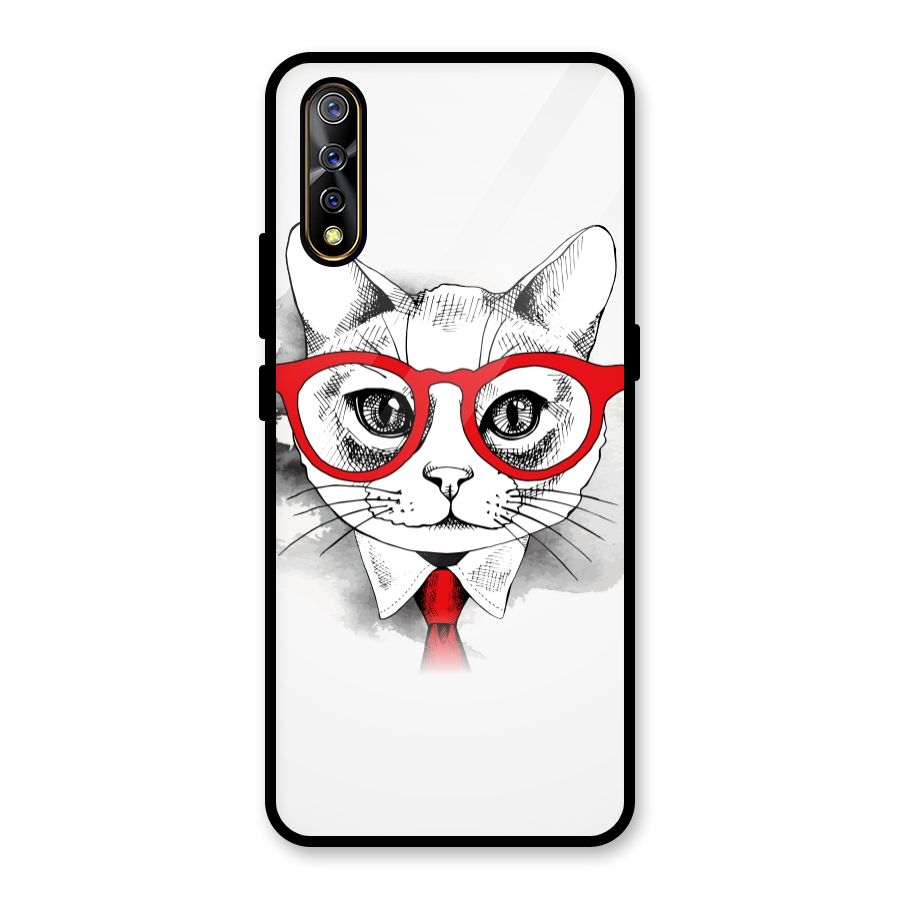 Business Cat Glass Back Case for Vivo S1