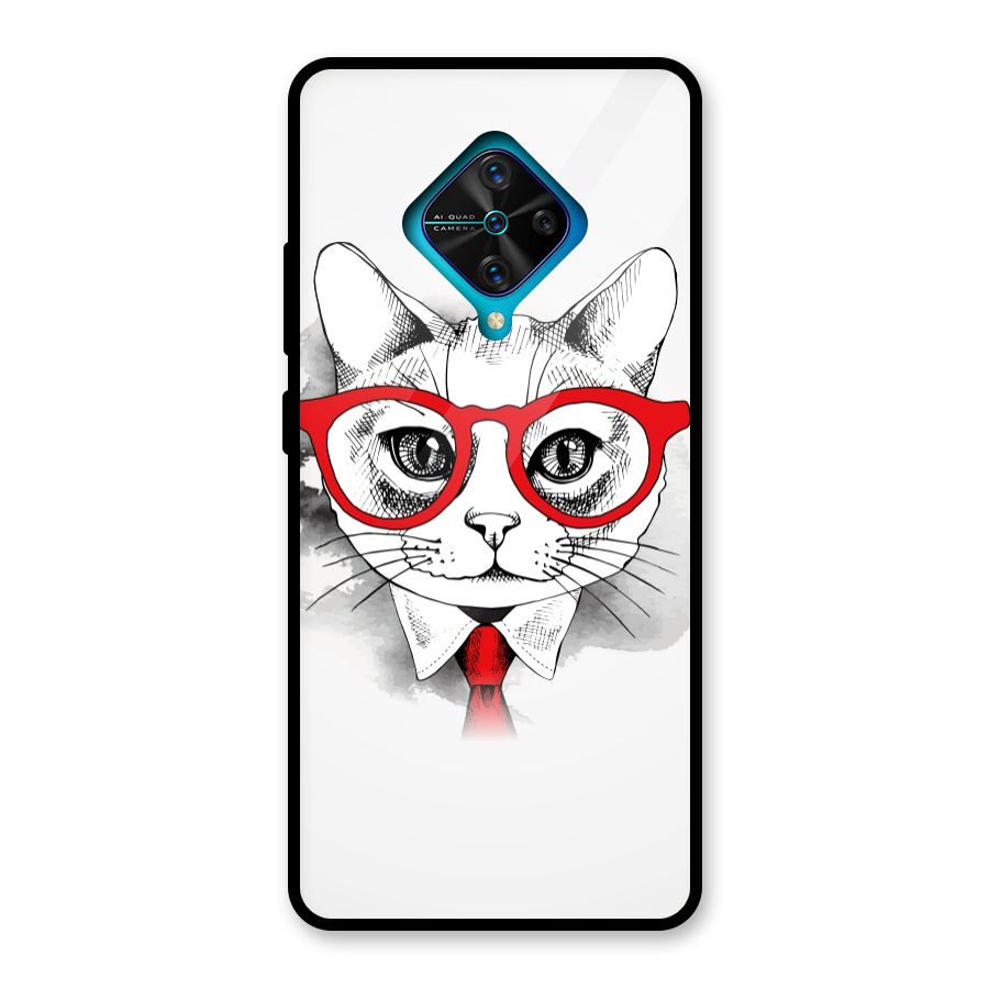Business Cat Glass Back Case for Vivo S1 Pro