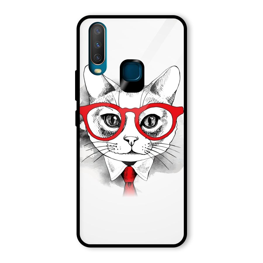 Business Cat Glass Back Case for Vivo U10