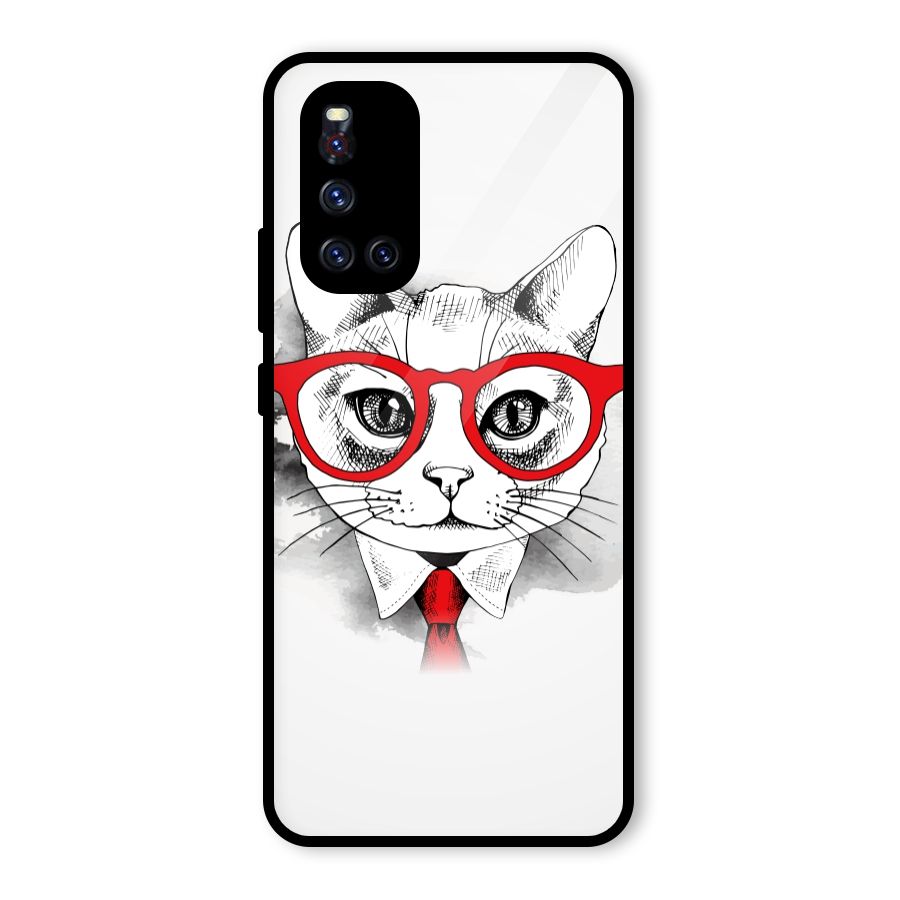 Business Cat Glass Back Case for Vivo V19