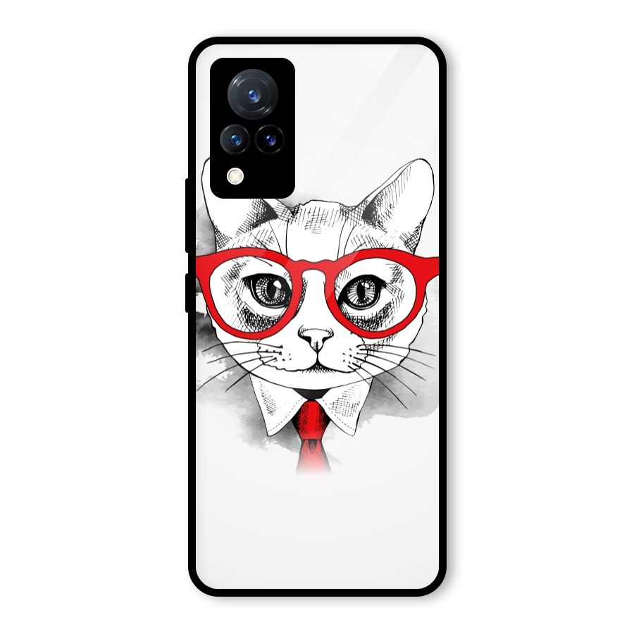 Business Cat Glass Back Case for Vivo V21 5G