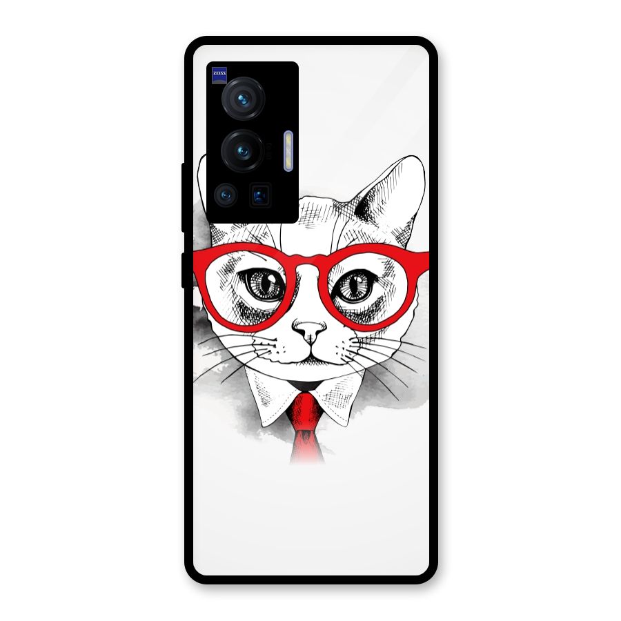 Business Cat Glass Back Case for Vivo X70 Pro