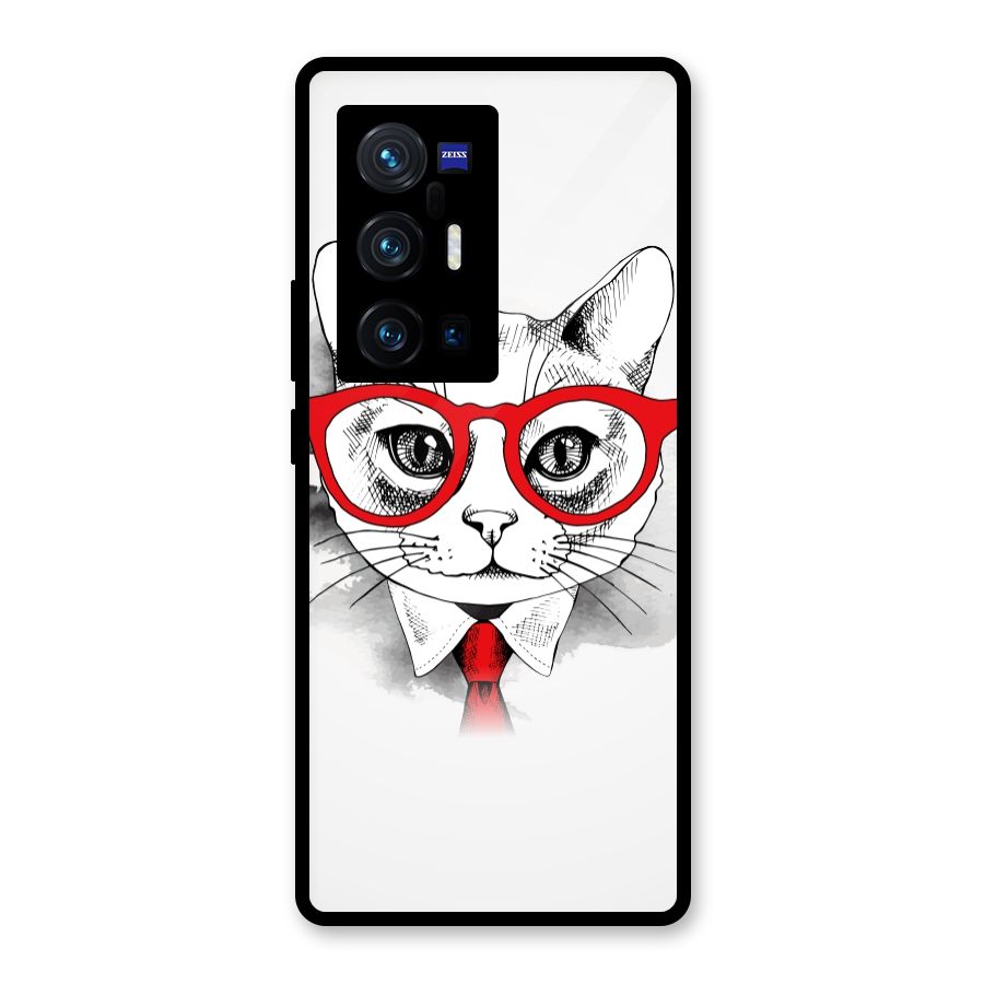 Business Cat Glass Back Case for Vivo X70 Pro Plus