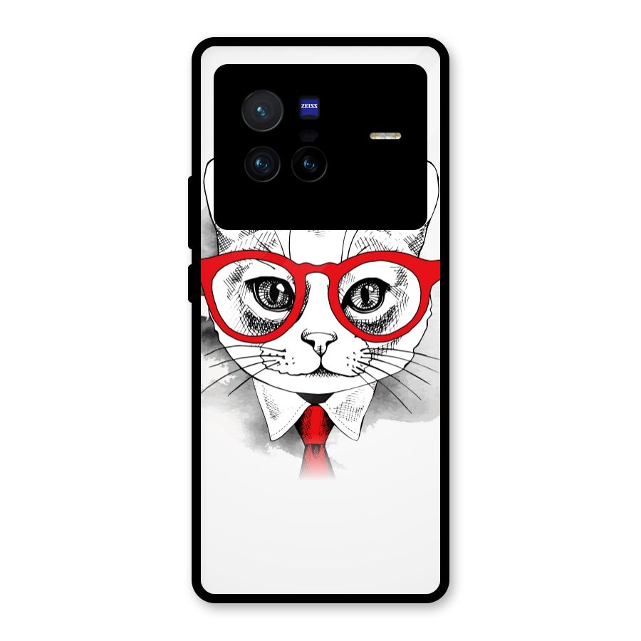 Business Cat Glass Back Case for Vivo X80