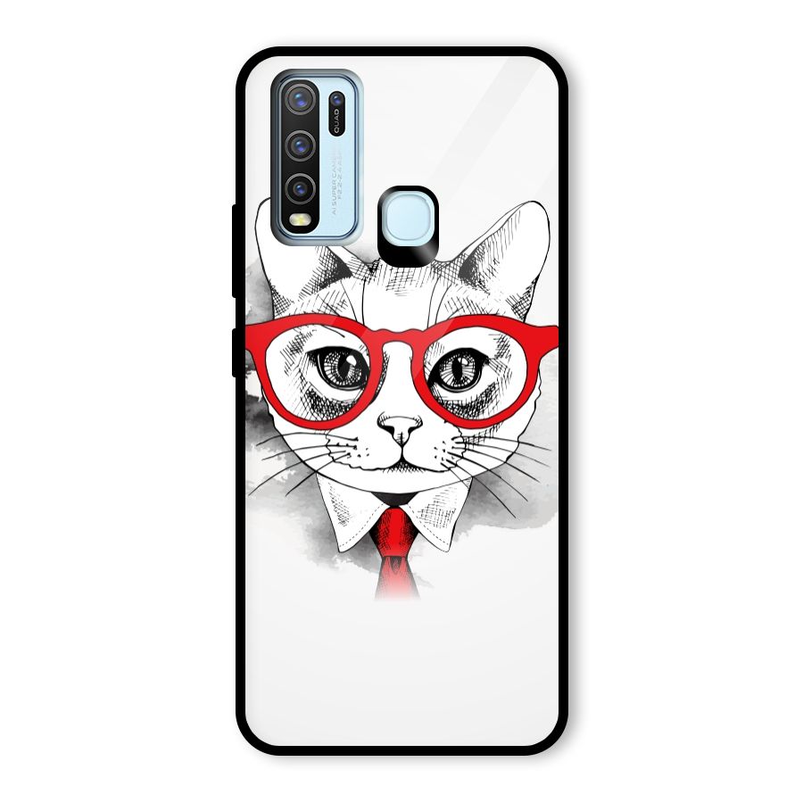 Business Cat Glass Back Case for Vivo Y50