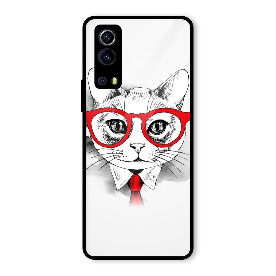 Business Cat Glass Back Case for Vivo iQOO Z3