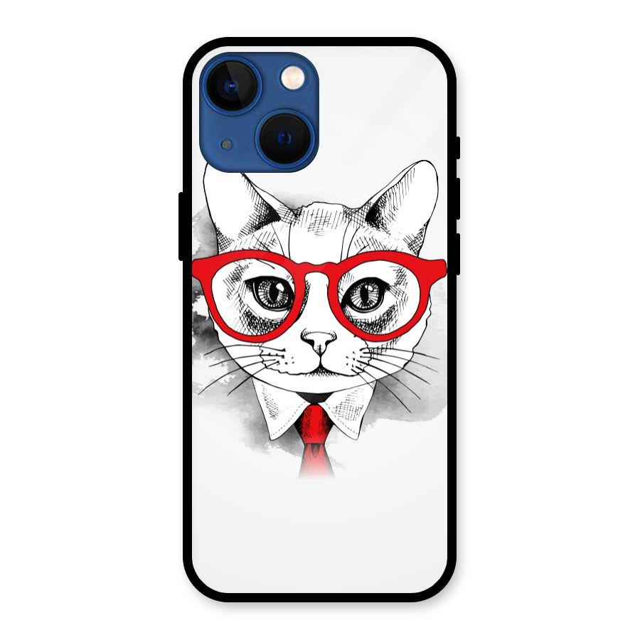 Business Cat Glass Back Case for iPhone 13 Mini