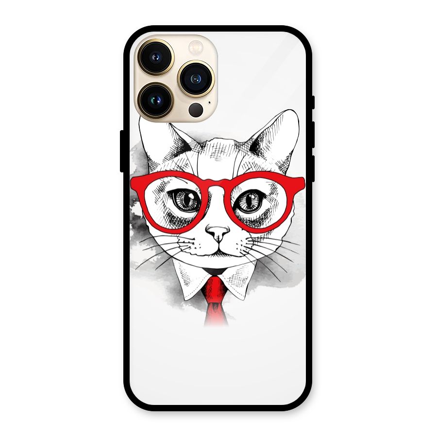 Business Cat Glass Back Case for iPhone 13 Pro Max