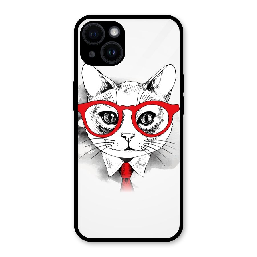Business Cat Glass Back Case for iPhone 14