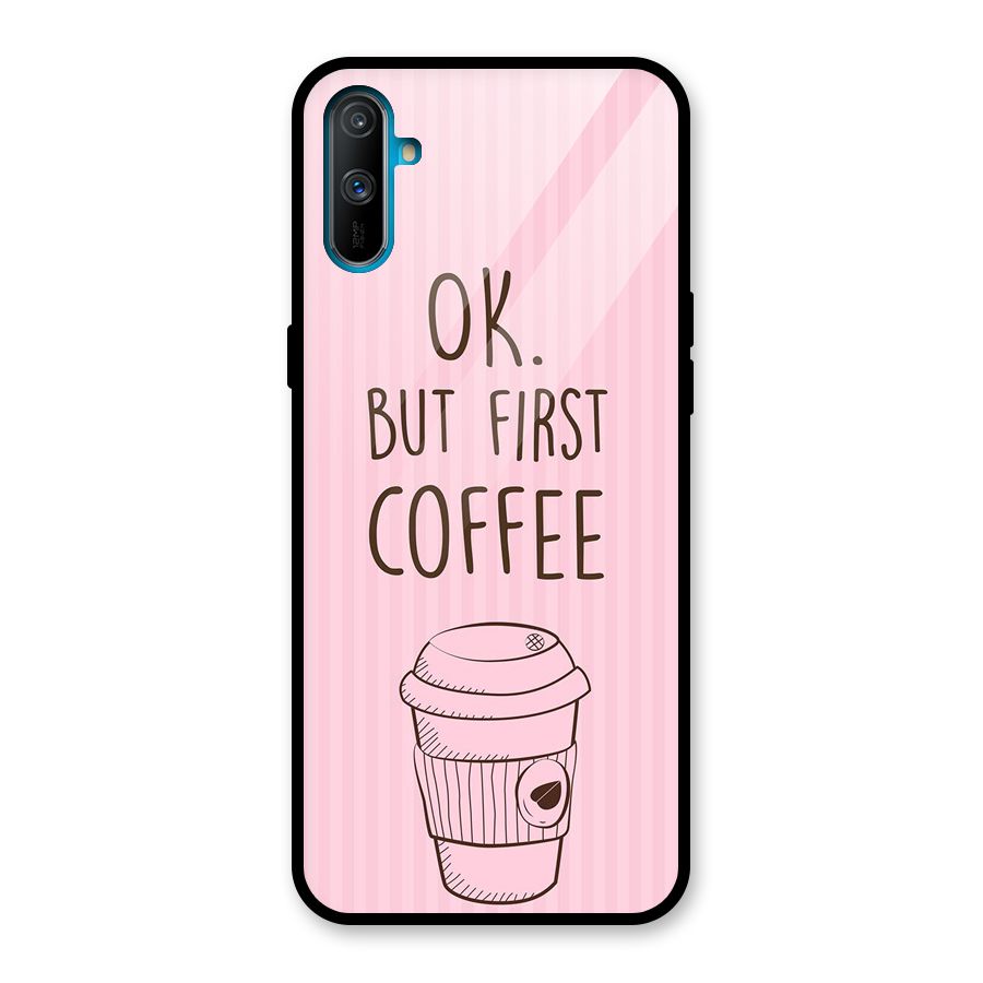 But First Coffee (Pink) Glass Back Case for Realme C3