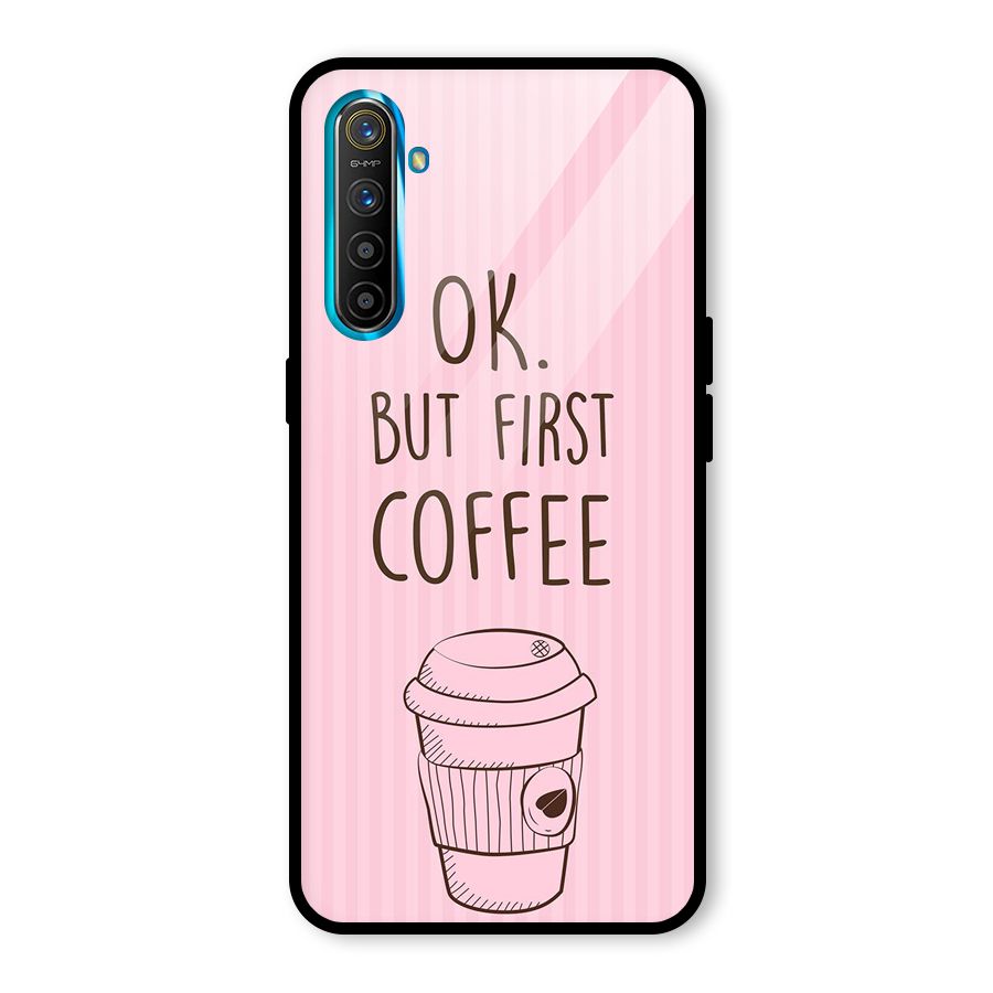 But First Coffee (Pink) Glass Back Case for Realme X2