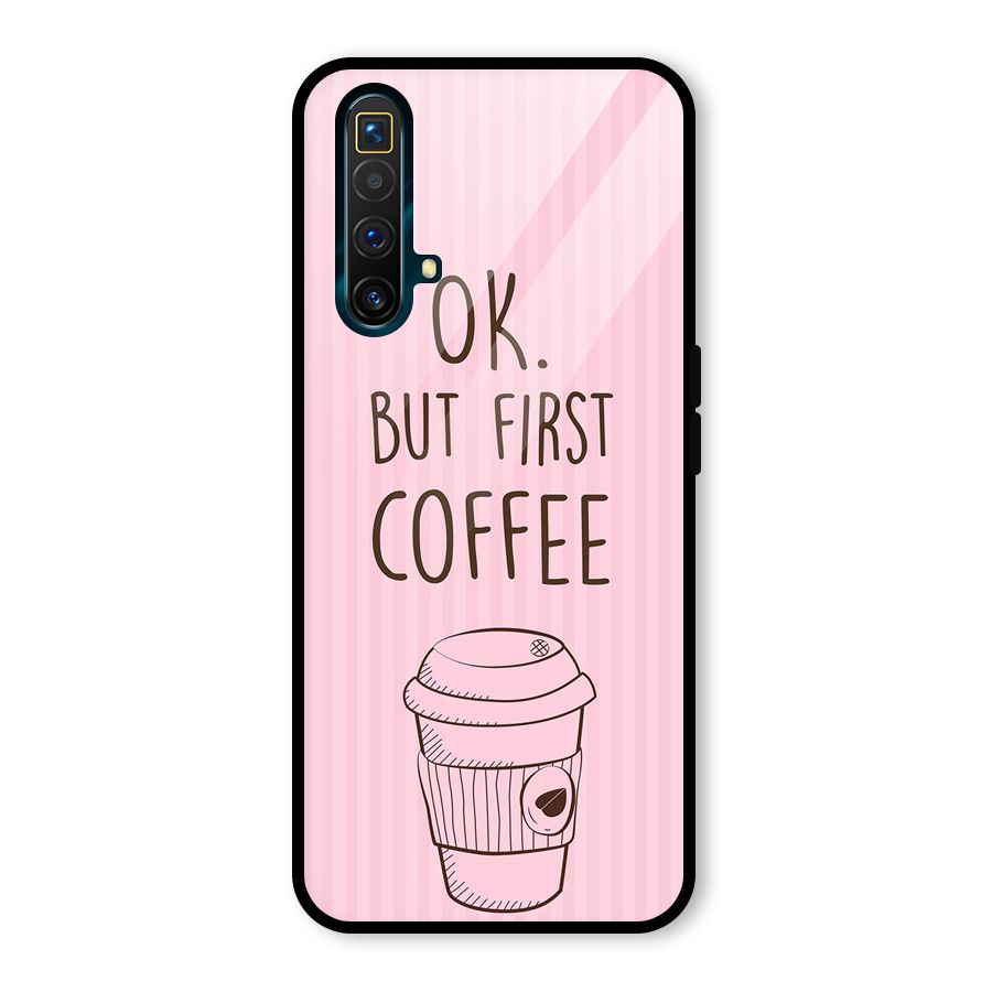But First Coffee (Pink) Glass Back Case for Realme X3