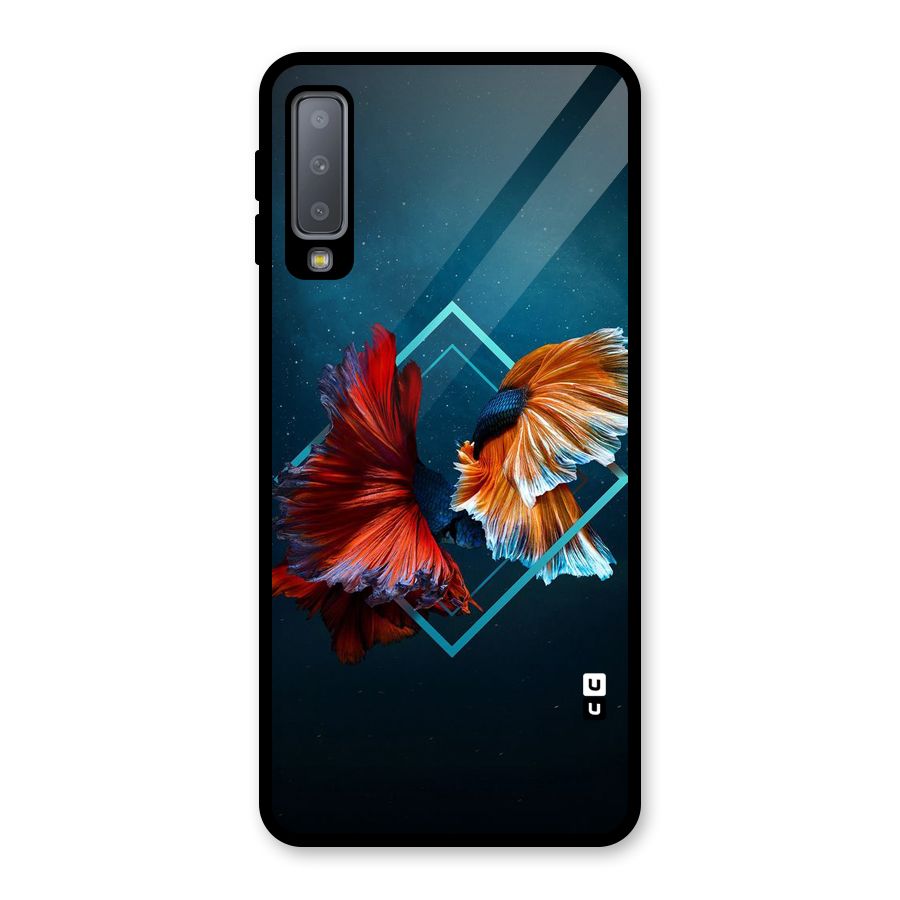 Butterfly Diamond Design Glass Back Case for Galaxy A7 (2018)