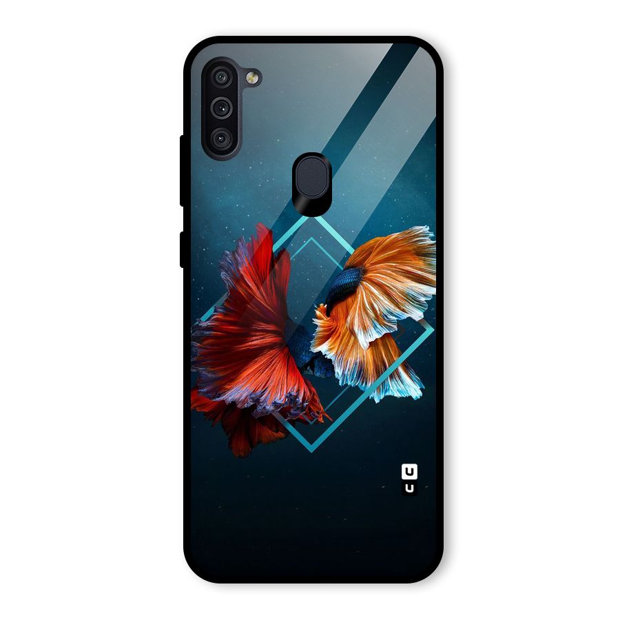 Butterfly Diamond Design Glass Back Case for Galaxy M11