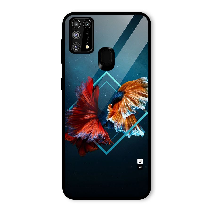 Butterfly Diamond Design Glass Back Case for Galaxy M31