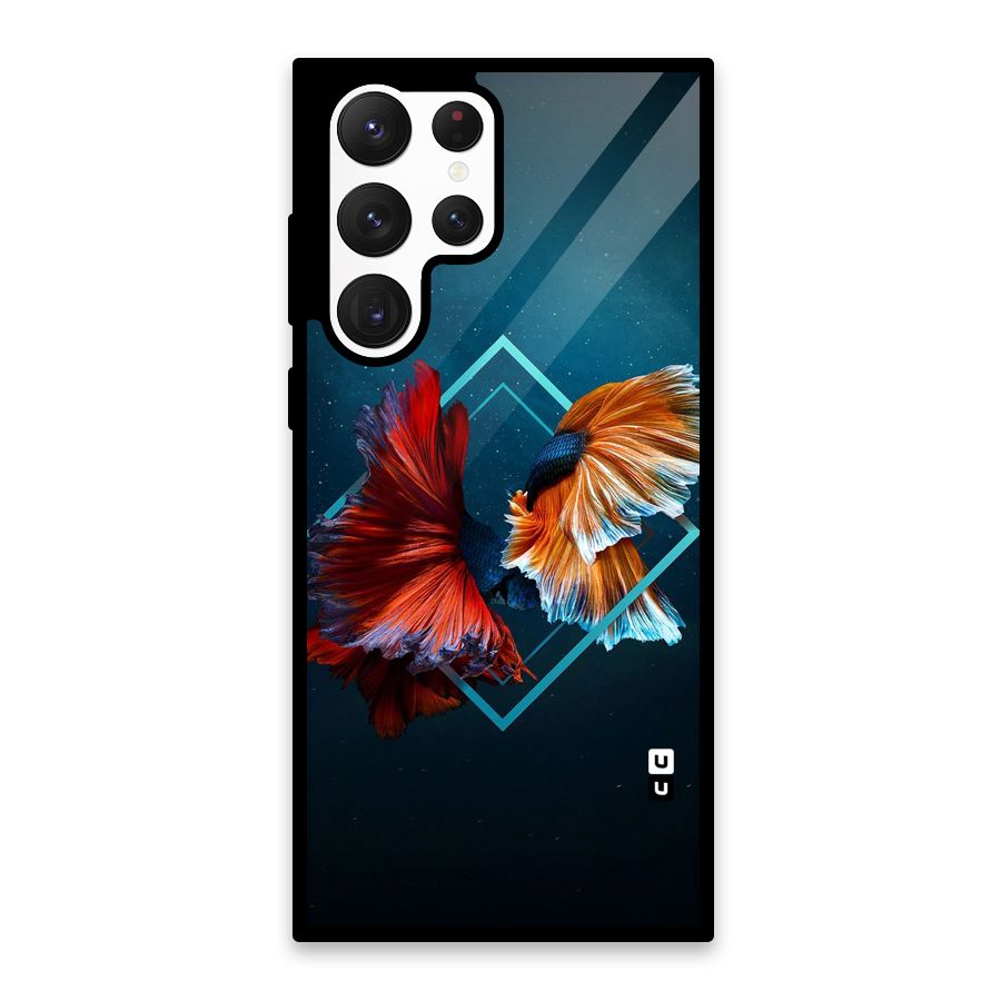 Butterfly Diamond Design Glass Back Case for Galaxy S22 Ultra 5G