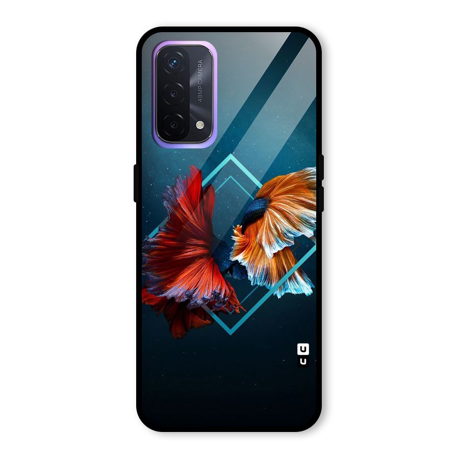 Butterfly Diamond Design Glass Back Case for Oppo A74 5G