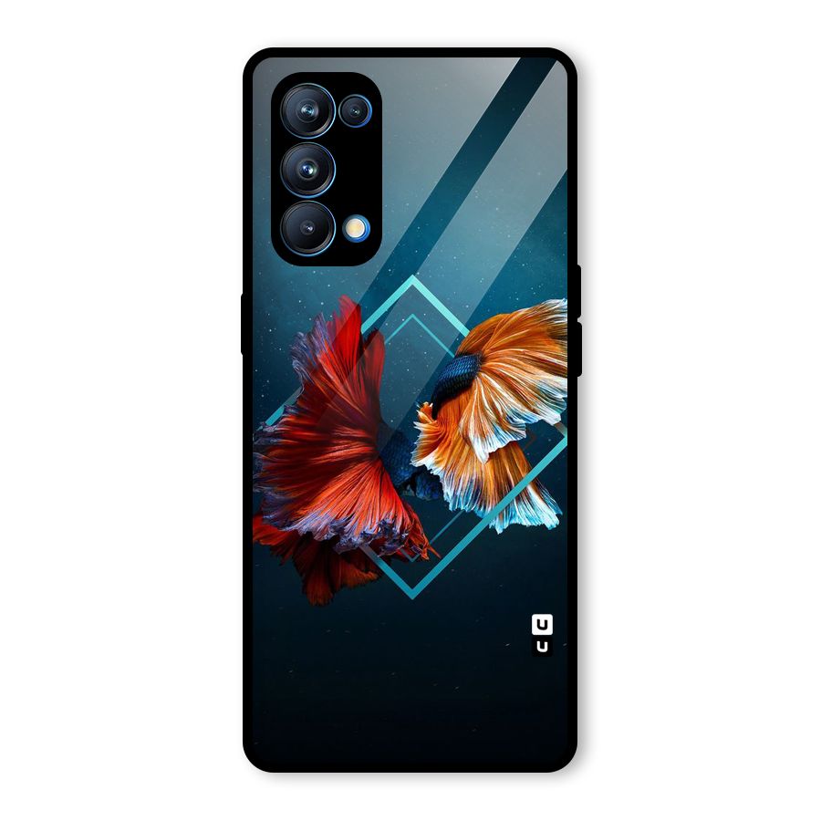 Butterfly Diamond Design Glass Back Case for Oppo Reno5 Pro 5G