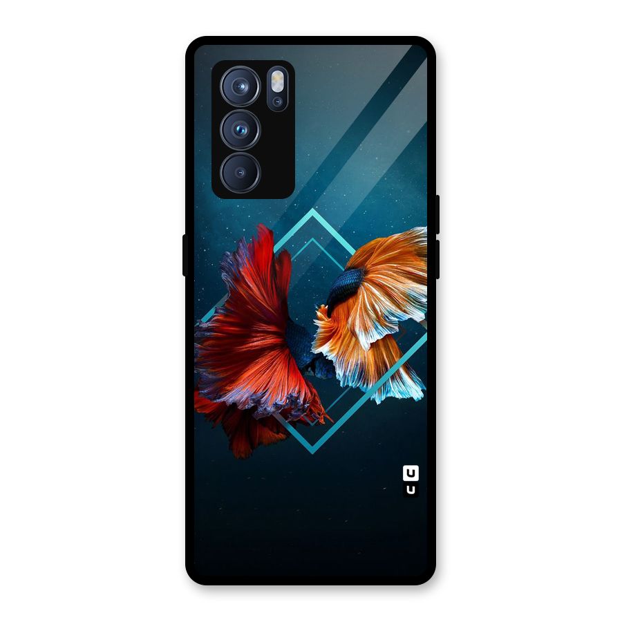 Butterfly Diamond Design Glass Back Case for Oppo Reno6 Pro 5G