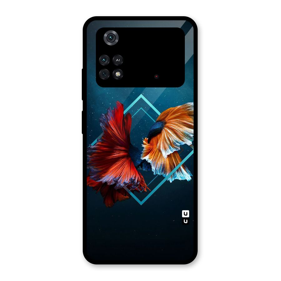 Butterfly Diamond Design Glass Back Case for Poco M4 Pro 4G