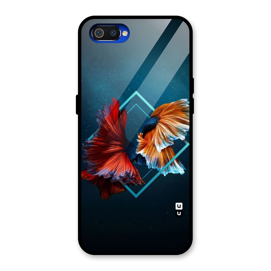 Butterfly Diamond Design Glass Back Case for Realme C2