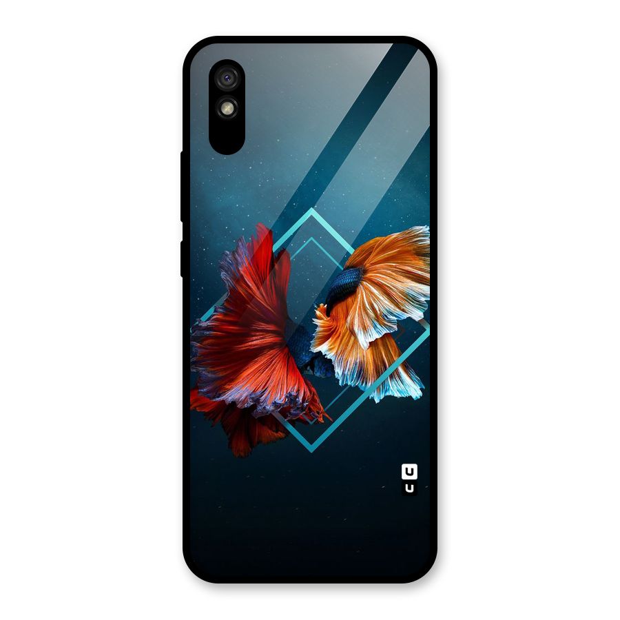 Butterfly Diamond Design Glass Back Case for Redmi 9i
