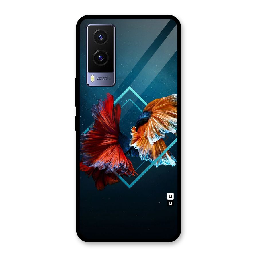 Butterfly Diamond Design Glass Back Case for Vivo V21e 5G