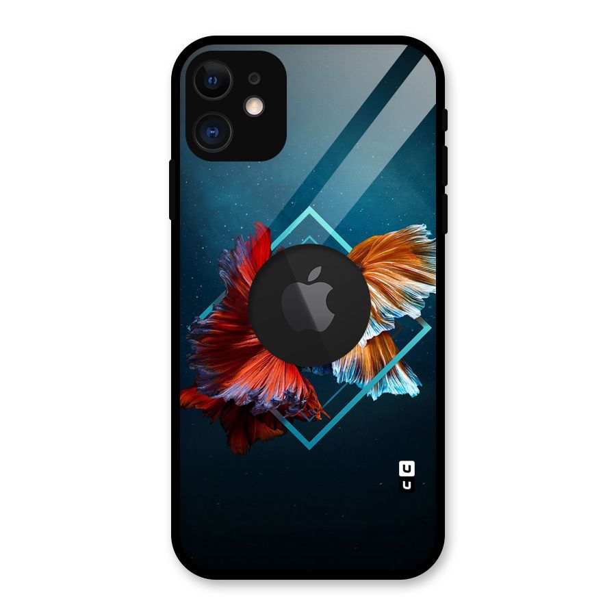 Butterfly Diamond Design Glass Back Case for iPhone 11 Logo Cut