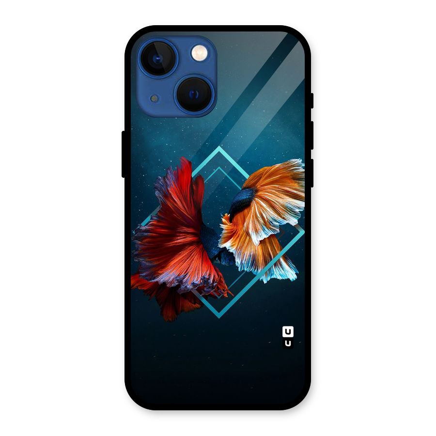 Butterfly Diamond Design Glass Back Case for iPhone 13 Mini