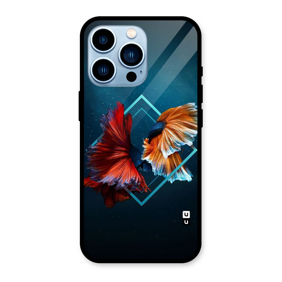 Butterfly Diamond Design Glass Back Case for iPhone 13 Pro