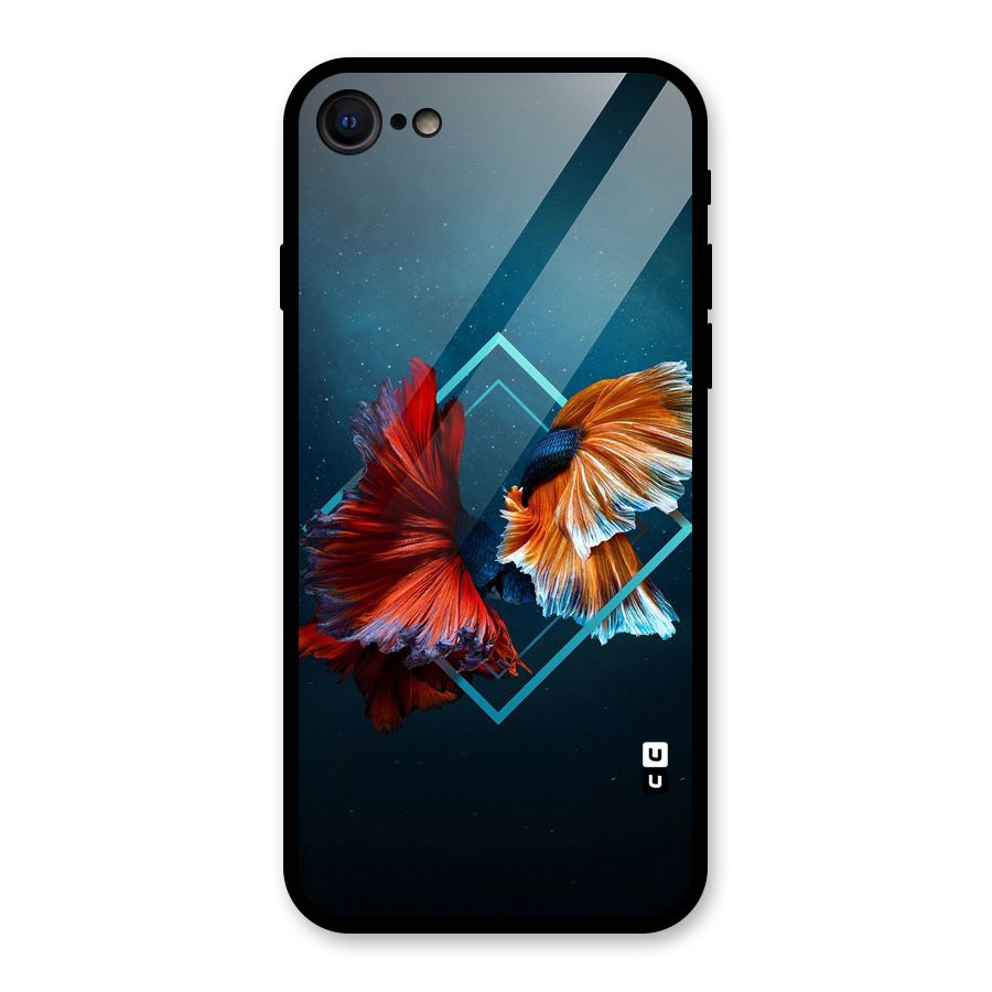 Butterfly Diamond Design Glass Back Case for iPhone SE 2022