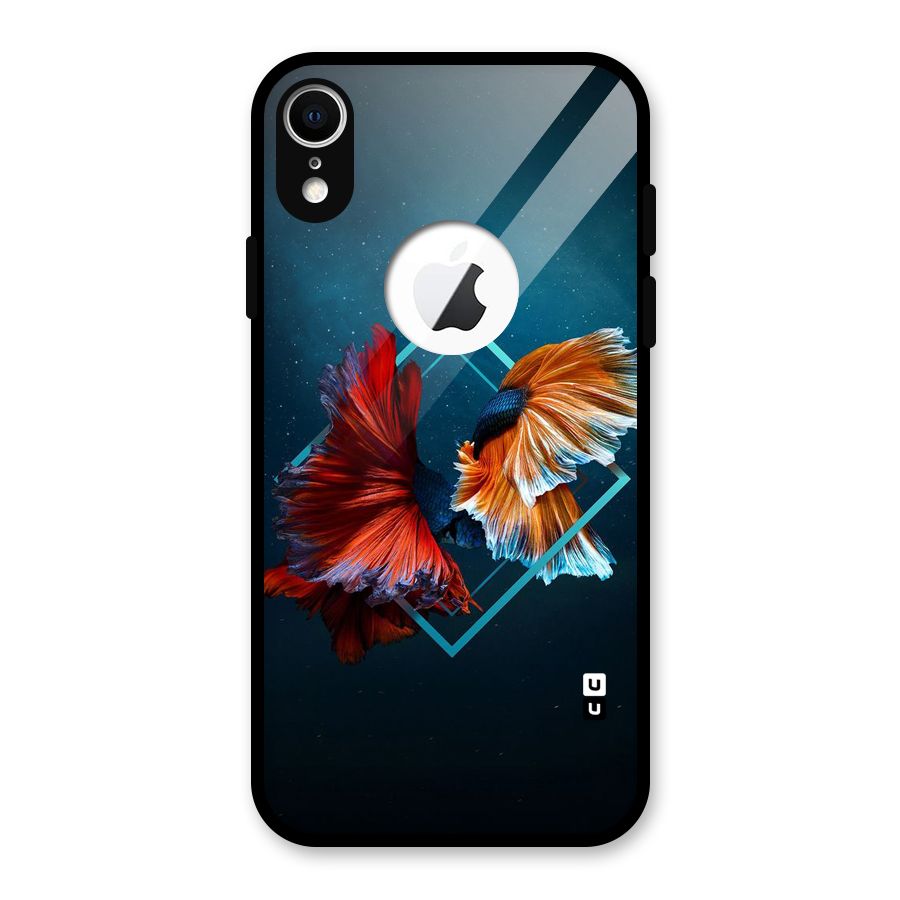 Butterfly Diamond Design Glass Back Case for iPhone XR Logo Cut