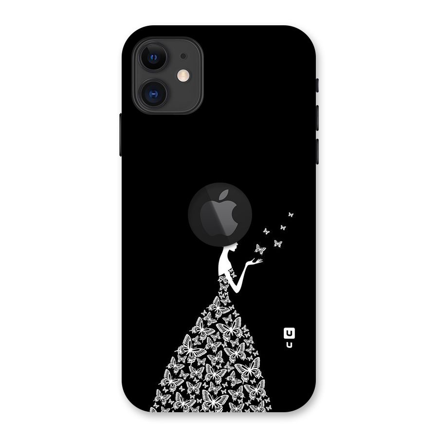 Butterfly Dress Back Case for iPhone 11 Logo Cut