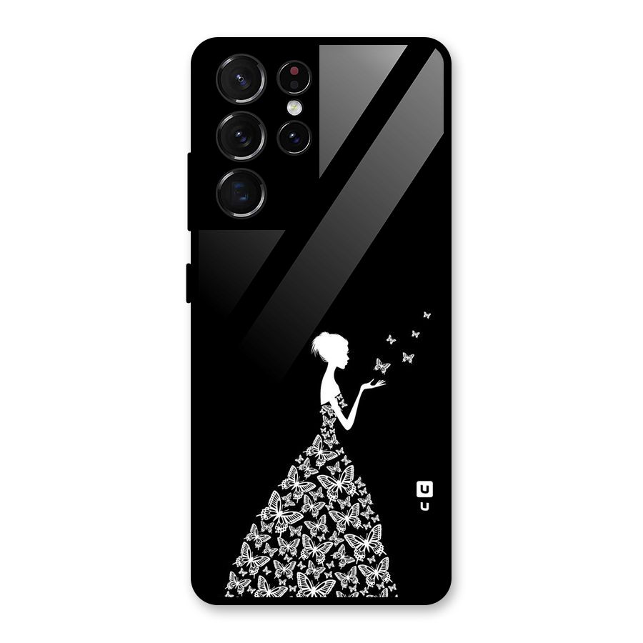 Butterfly Dress Glass Back Case for Galaxy S21 Ultra 5G
