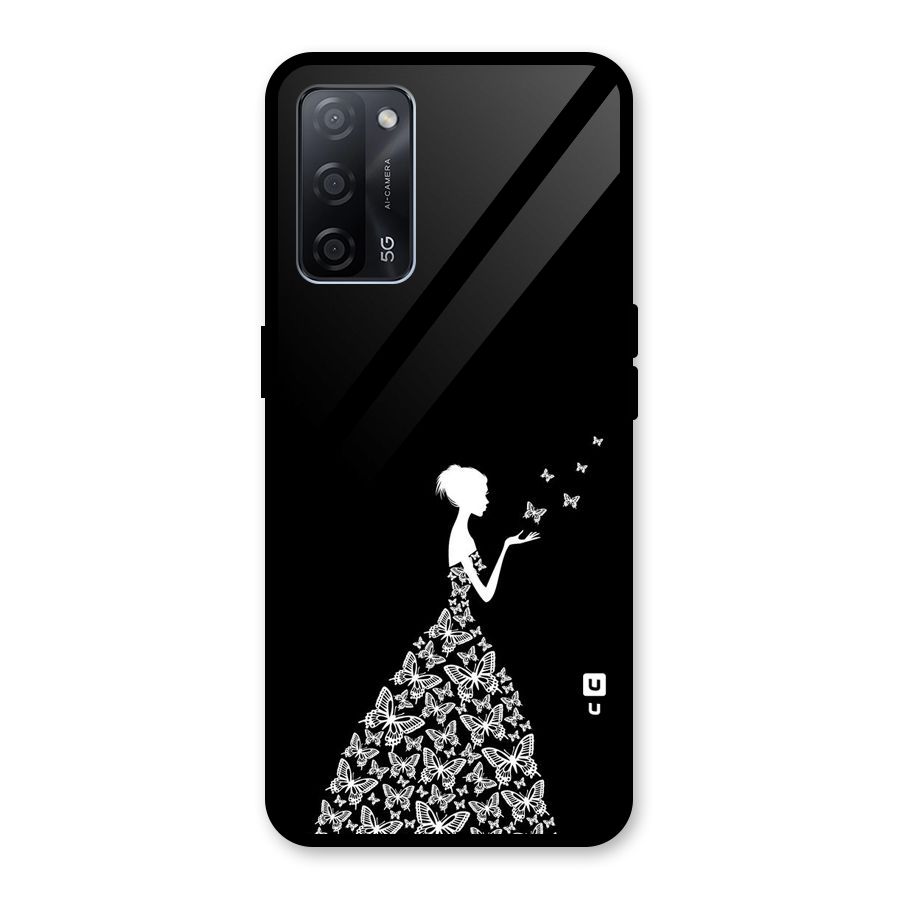 Butterfly Dress Glass Back Case for Oppo A53s 5G