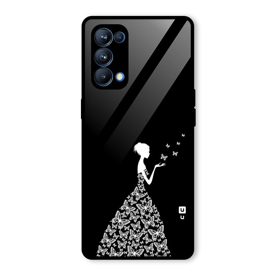 Butterfly Dress Glass Back Case for Oppo Reno5 Pro 5G