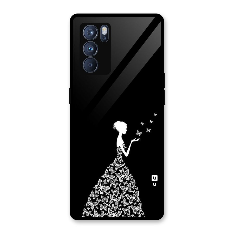 Butterfly Dress Glass Back Case for Oppo Reno6 Pro 5G