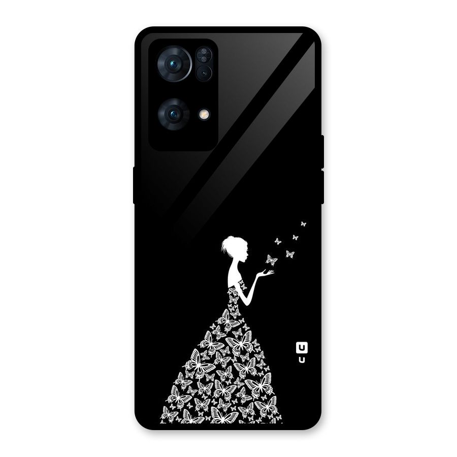 Butterfly Dress Glass Back Case for Oppo Reno7 Pro 5G