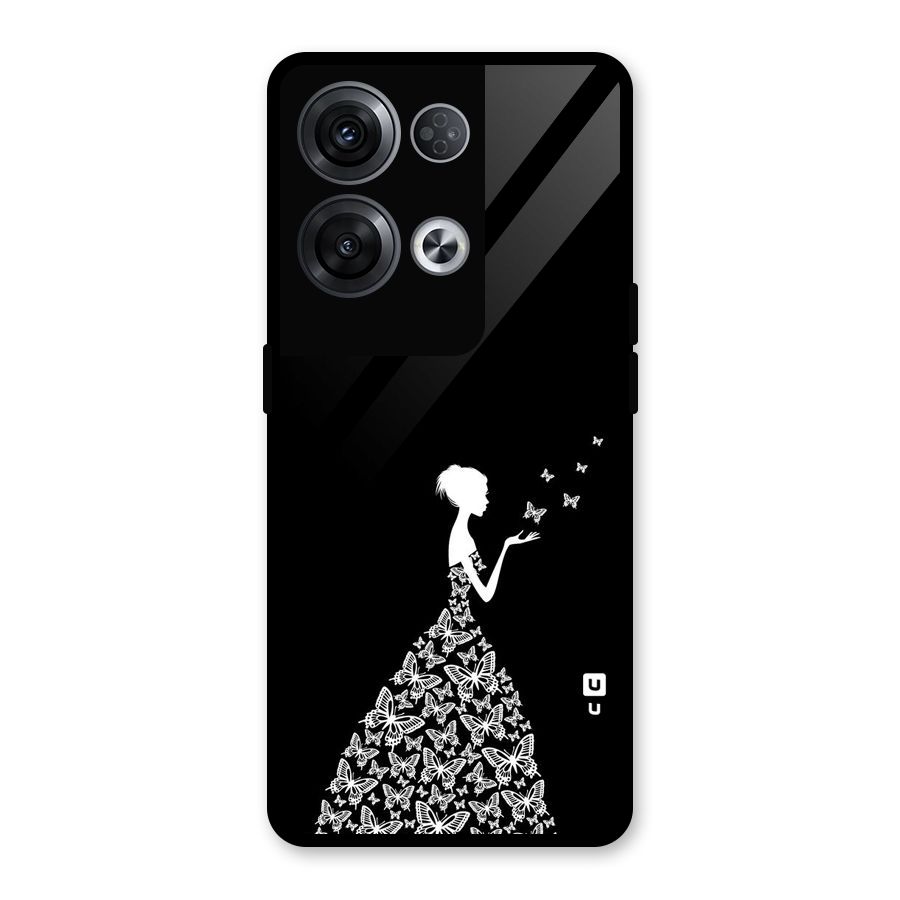 Butterfly Dress Glass Back Case for Oppo Reno8 Pro 5G