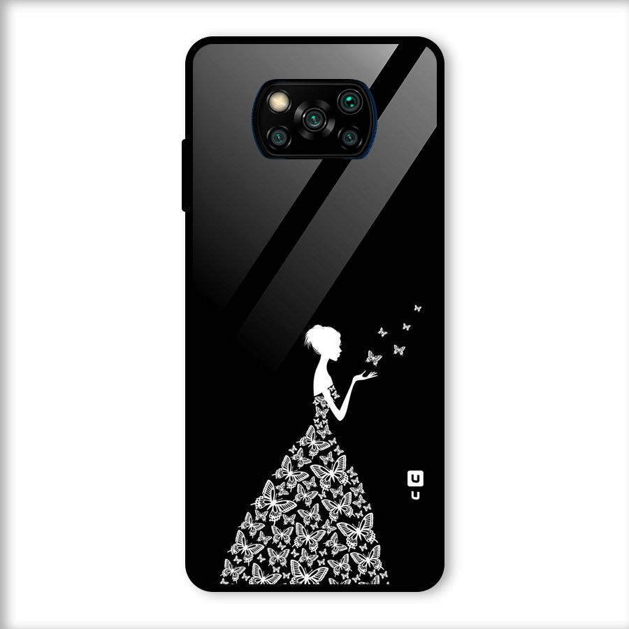 Butterfly Dress Glass Back Case for Poco X3