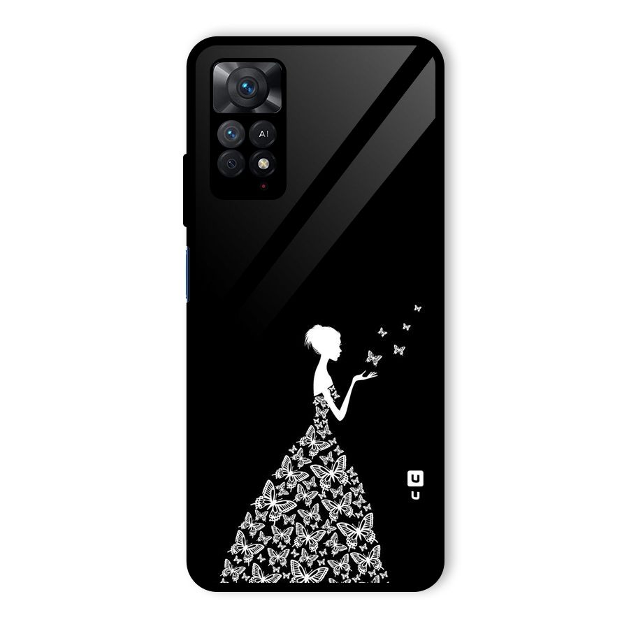 Butterfly Dress Glass Back Case for Redmi Note 11 Pro