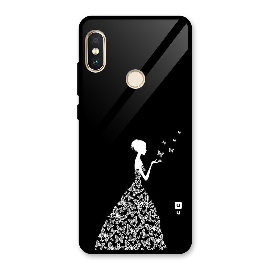 Butterfly Dress Glass Back Case for Redmi Note 5 Pro