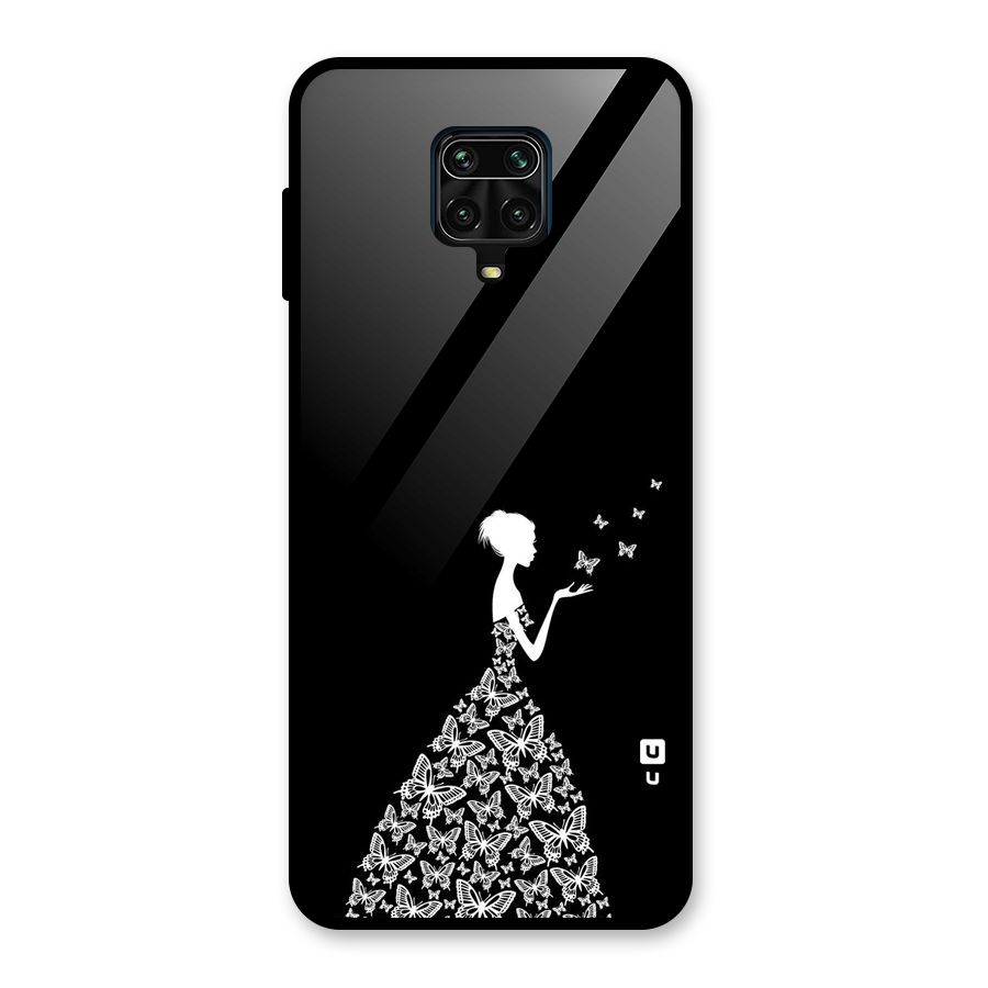 Butterfly Dress Glass Back Case for Redmi Note 9 Pro Max
