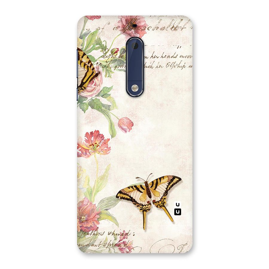 Butterfly Floral Back Case for Nokia 5