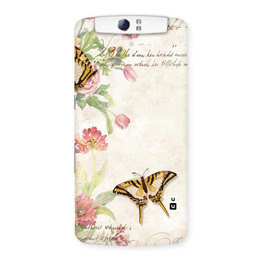 Butterfly Floral Back Case for Oppo N1