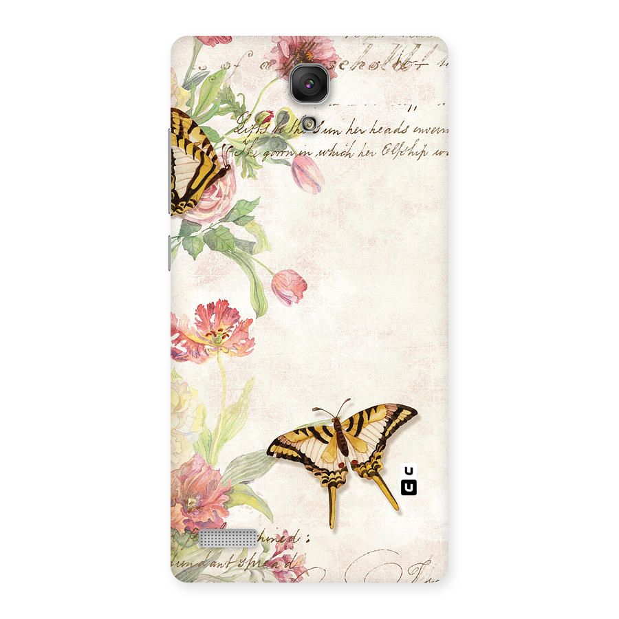 Butterfly Floral Back Case for Redmi Note Prime