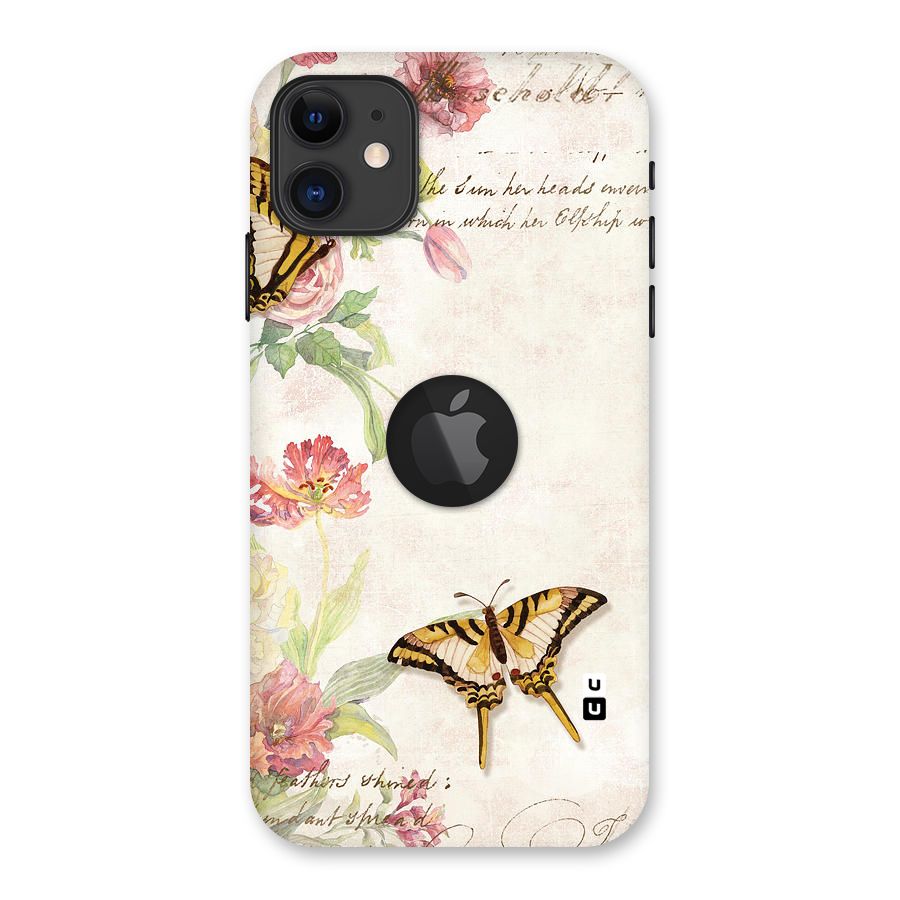 Butterfly Floral Back Case for iPhone 11 Logo Cut