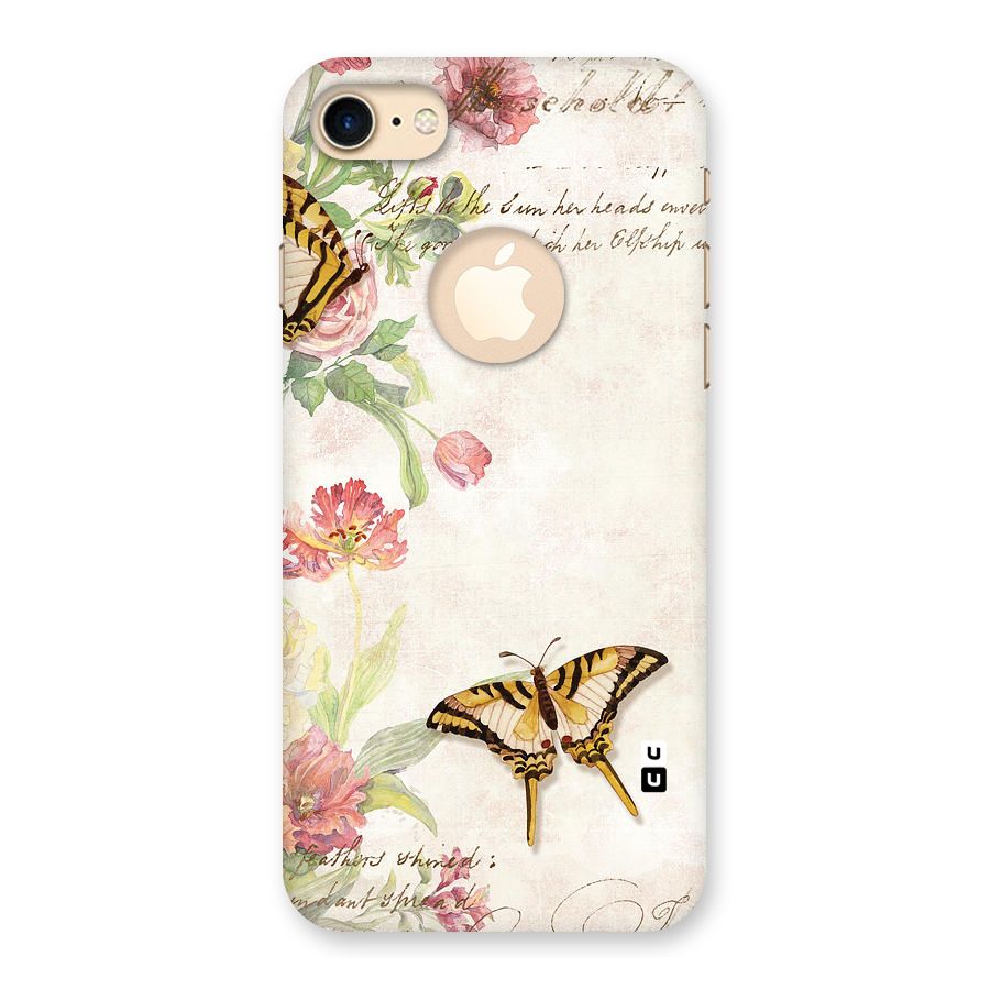 Butterfly Floral Back Case for iPhone 7 Logo Cut